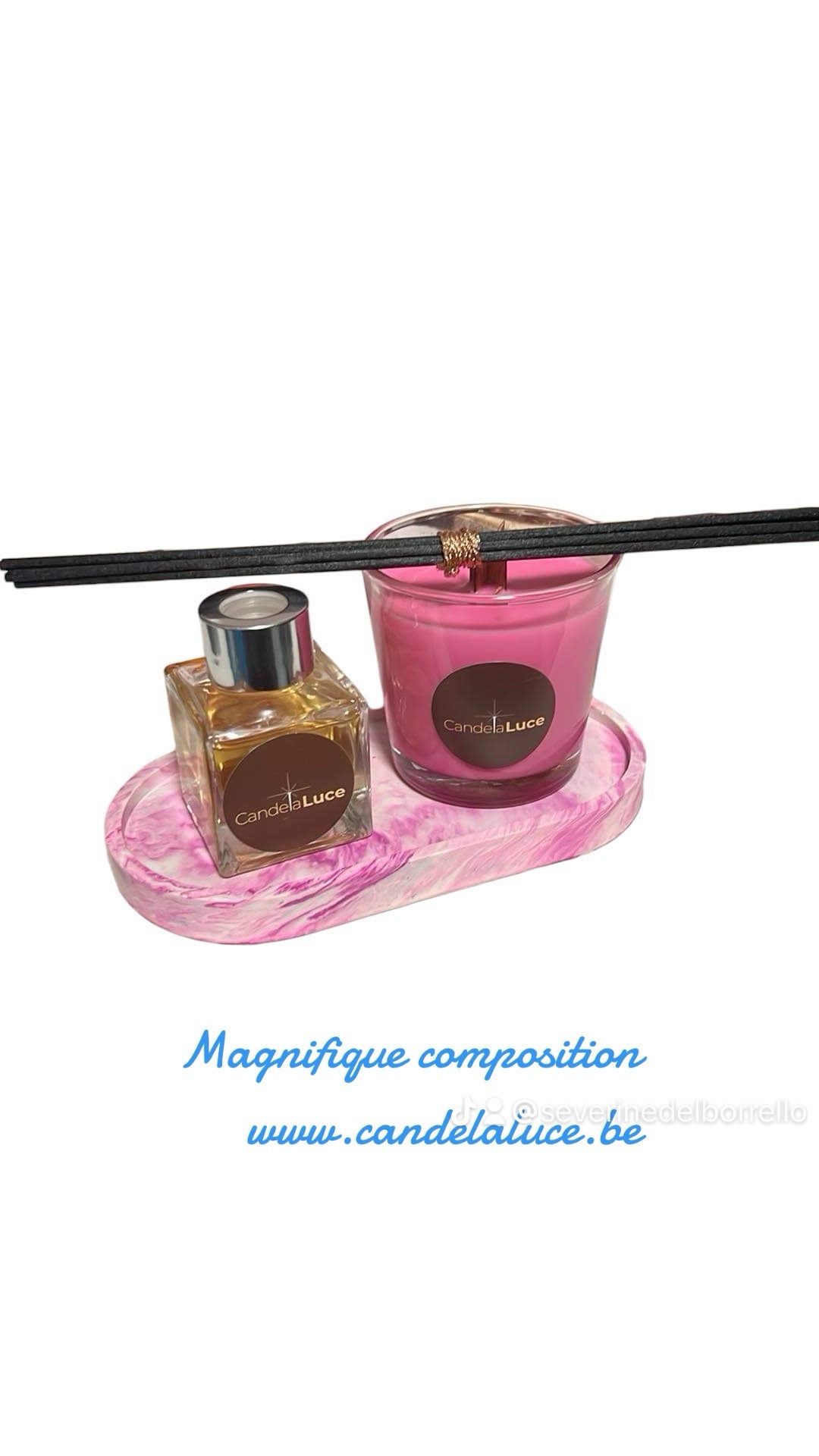 Jolie composition bougie diffuseur maison